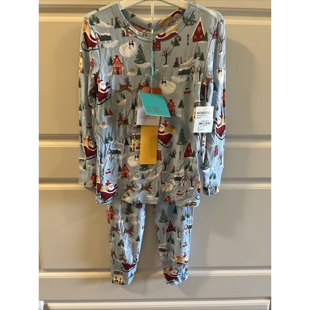 Posh Peanut  Pere Noel Pajamas Set Top/Bottom L/S Christmas Santa NWT Kids 3T-4T